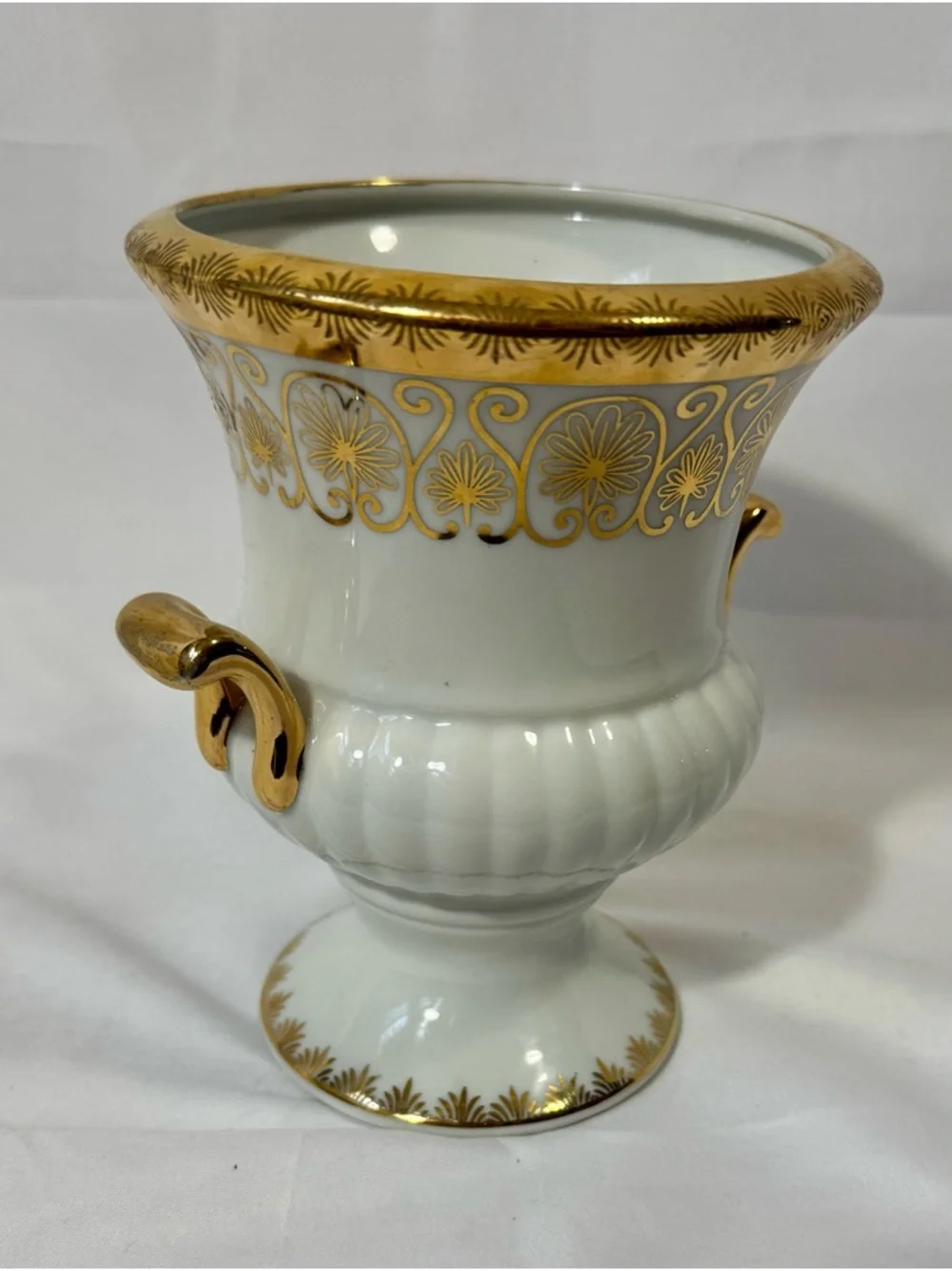 Norcrest Fine China 50th Anniversary Vase Urn Gold Trim Handles Vintage